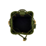 Borsa Secchiello La Carrie Andromeda in Camoscio Verde con Strass – Borsa a Spalla con Borchie e Cristalli
