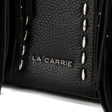 Borsa Secchiello La Carrie Rock in Pelle Bottalata Nera con Frange e Strass – Secchiello con Tracolla