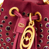 Borsa Secchiello La Carrie Andromeda in Camoscio Bordeaux – Borsa a Spalla con Borchie e Strass