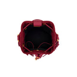 Borsa Secchiello La Carrie Andromeda in Camoscio Bordeaux – Borsa a Spalla con Borchie e Strass