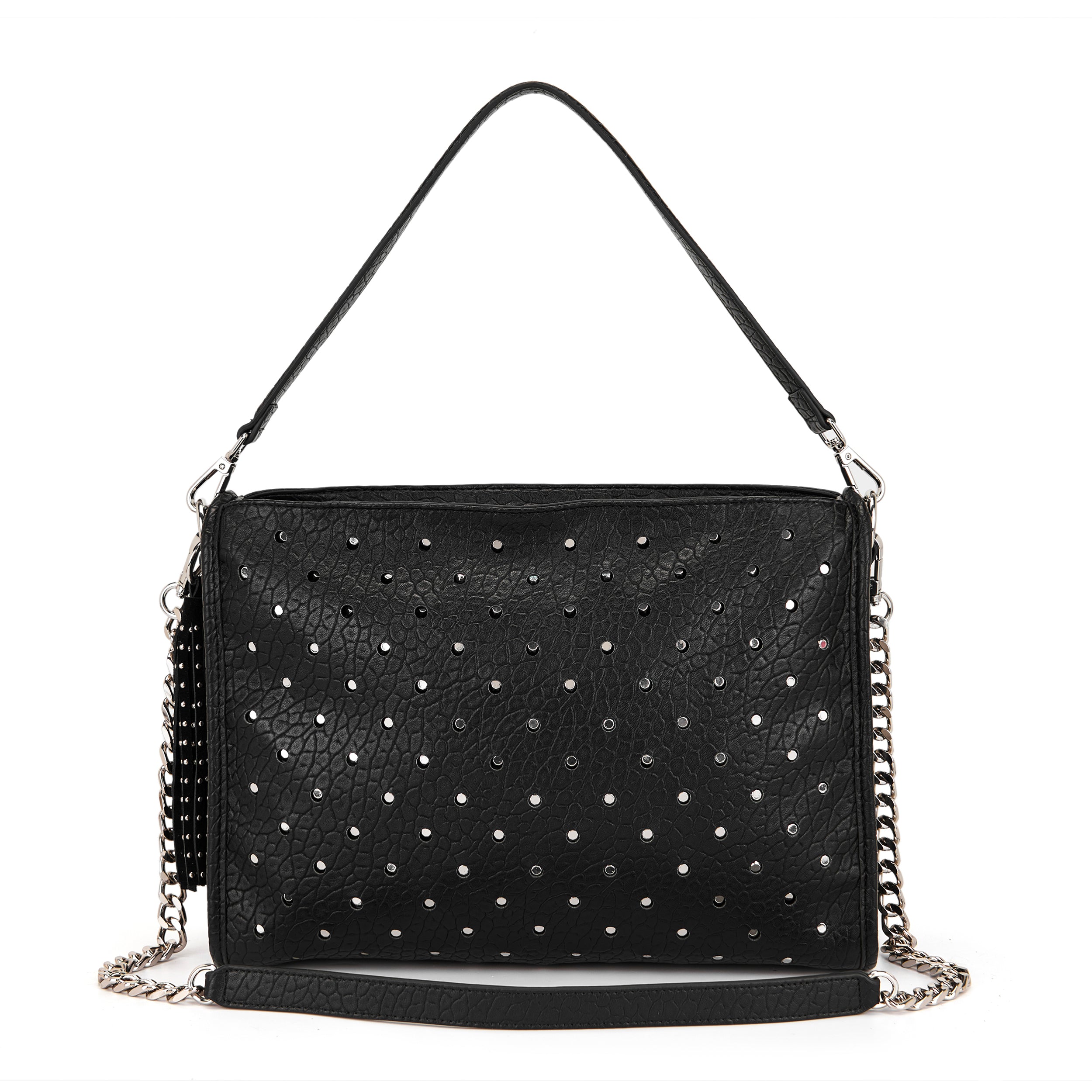 Borsa a Tracolla La Carrie Mod in Ecopelle TPU – Borsa Bandoliera Rock con Borchie e Strass