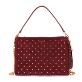Borsa a Spalla La Carrie Downtown in Camoscio Bordeaux con Borchie – Borsa Rettangolare con Tracolla a Catena