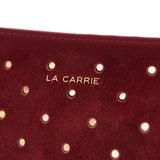 Borsa a Spalla La Carrie Downtown in Camoscio Bordeaux con Borchie – Borsa Rettangolare con Tracolla a Catena