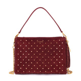 Borsa a Spalla La Carrie Downtown in Camoscio Bordeaux con Borchie – Borsa Rettangolare con Tracolla a Catena