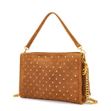 Borsa a Spalla La Carrie Downtown in Camoscio con Borchie – Borsa Rettangolare con Tracolla a Catena