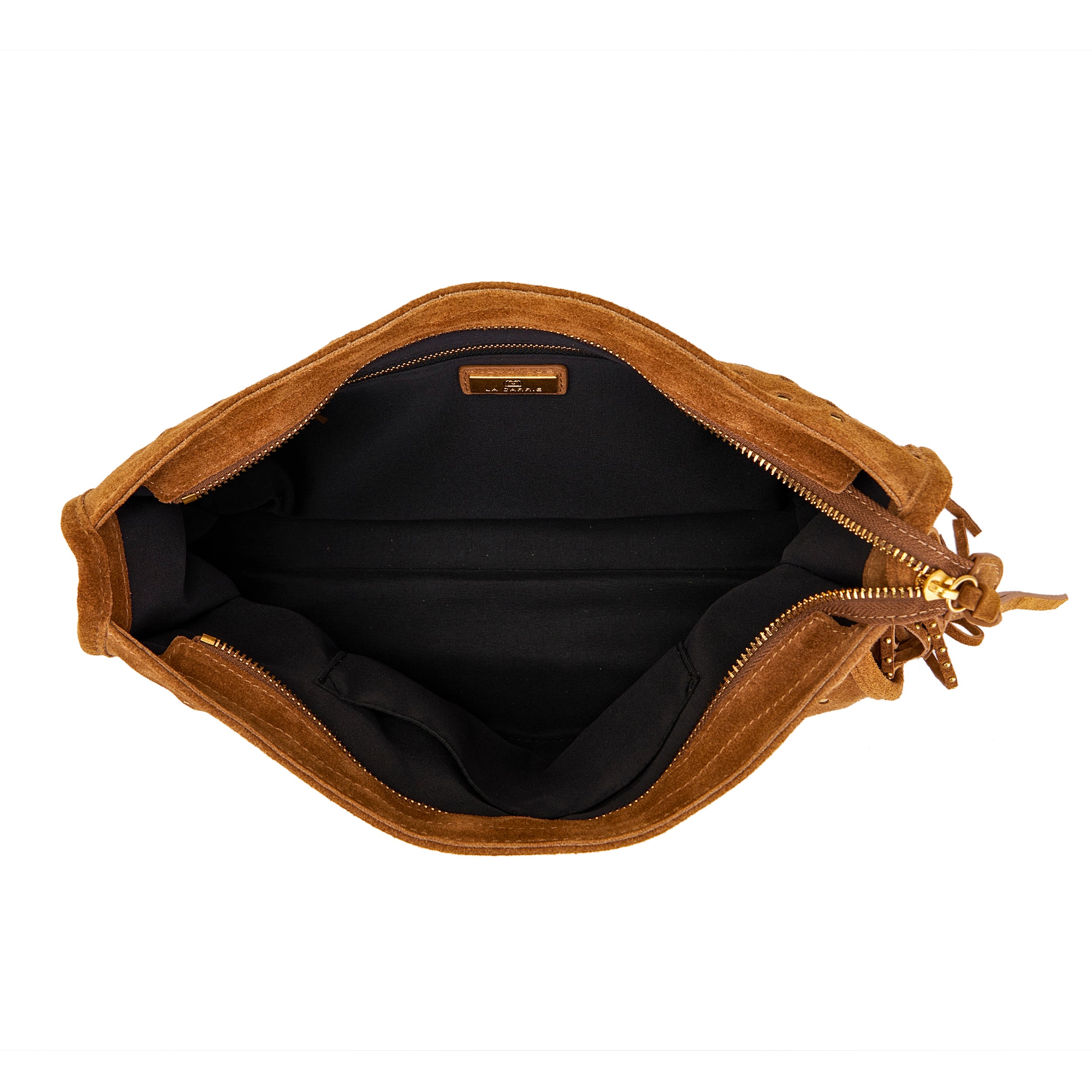 Borsa a Spalla La Carrie Downtown in Camoscio con Borchie – Borsa Rettangolare con Tracolla a Catena