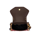 Borsa a Mano La Carrie Jungle Animalier con Frange Senape e Intreccio Blu – Borsa Rock Chic