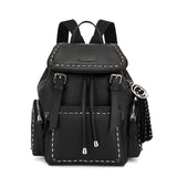 Zaino La Carrie Rock in Pelle Bottalata Nera con Borchie Silver – Zainetto con Coulisse