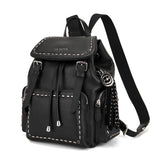 Zaino La Carrie Rock in Pelle Bottalata Nera con Borchie Silver – Zainetto con Coulisse