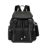 Zaino La Carrie Rock in Pelle Bottalata Nera con Borchie Silver – Zainetto con Coulisse