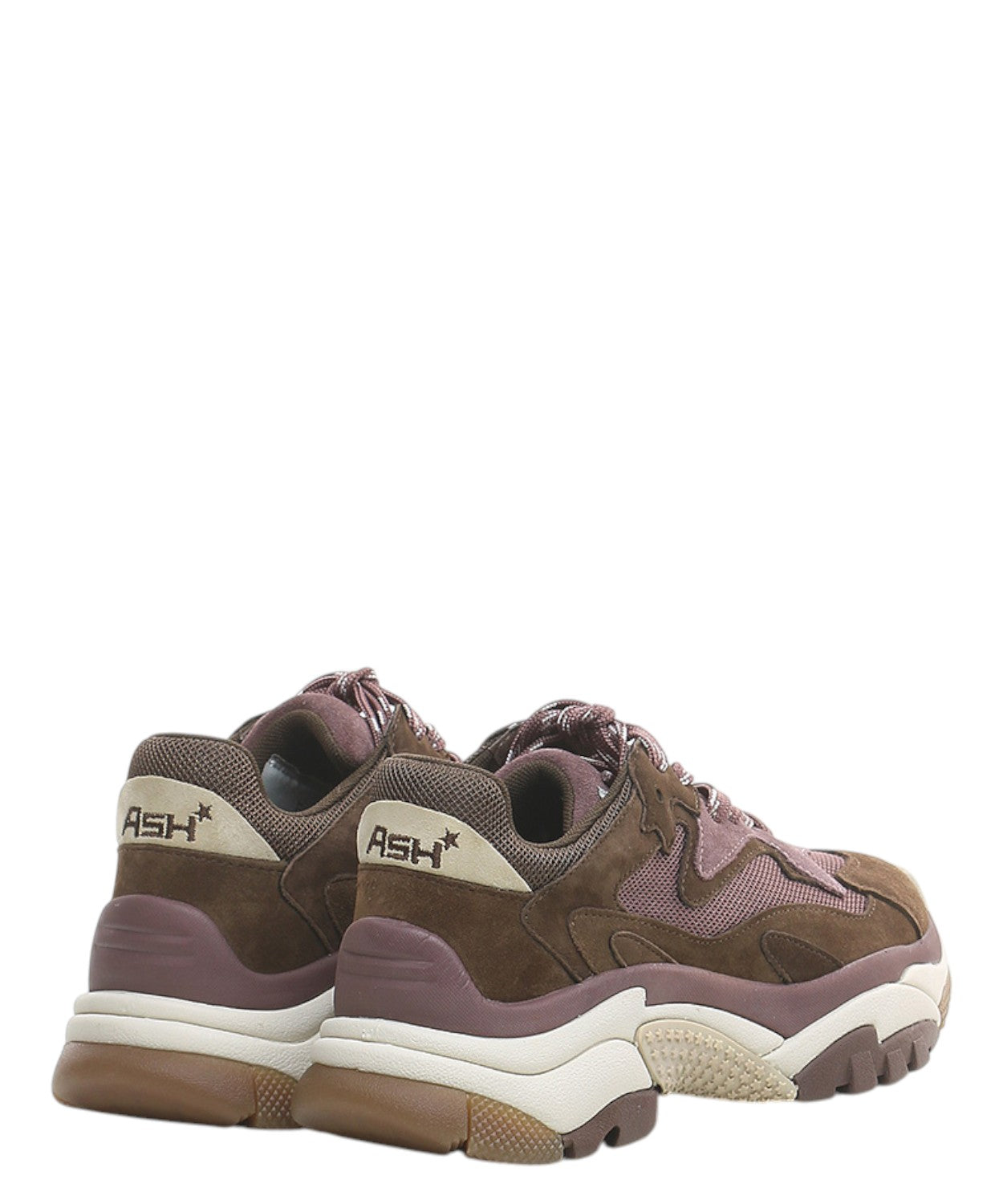 Sneakers Donna ASH Addict 01 in Pelle e camoscio Marrone e Rosa  – Scarpe Platform Suola 50 mm