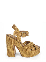 Sandali Fiorina Gina in Raffia Bronzo – Sandalo Alto Artigianale con Plateau