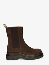 Stivaletti Beatles Donna Emanuélle Vee Thelma 409-15 in Camoscio – Chelsea Boots Chunky con Suola Carrarmato 5 cm e Bordo Marrone