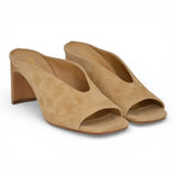 Sabot Bianca Di in Camoscio Sabbia – Sandalo con Tacco 8 cm e Design Minimal