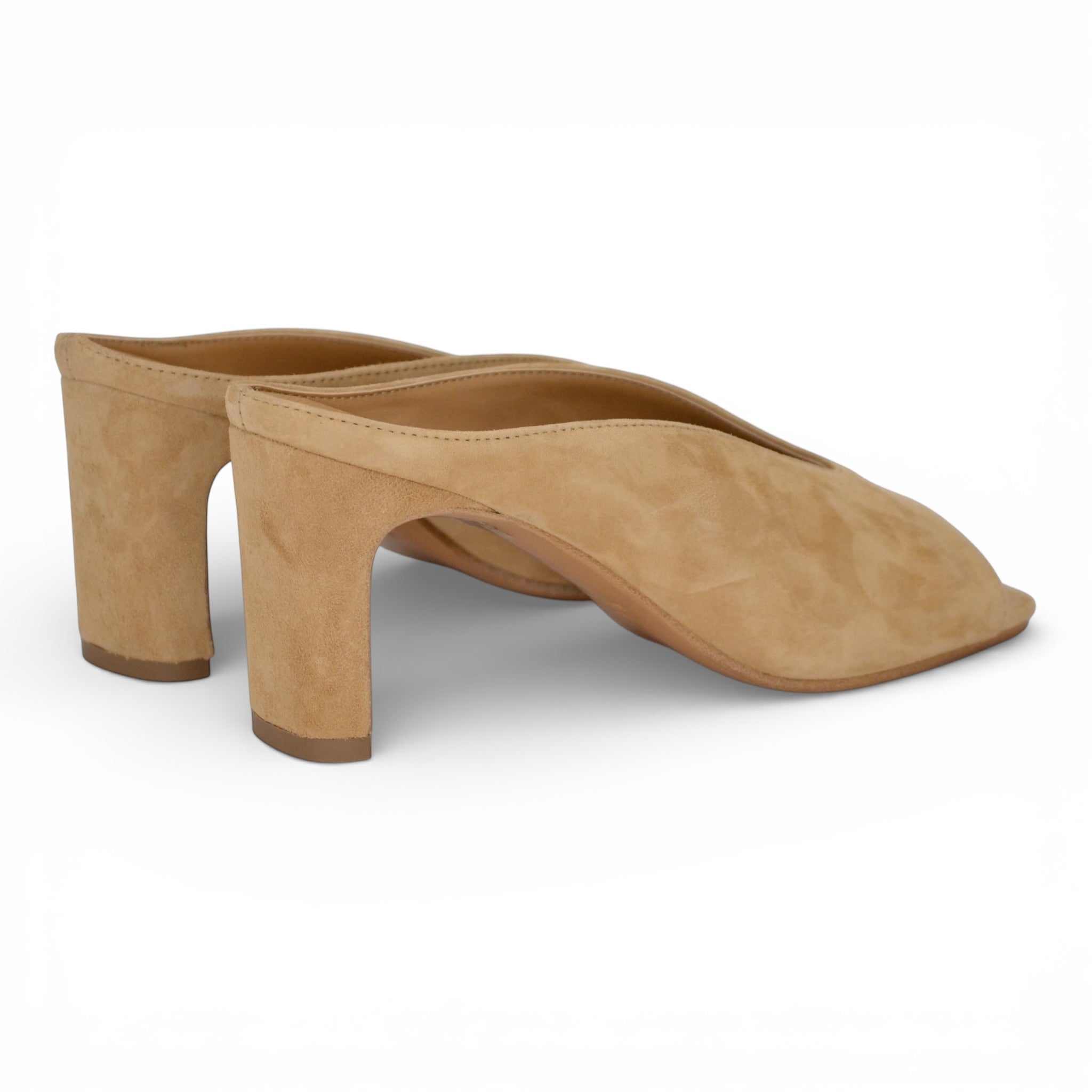 Sabot Bianca Di in Camoscio Sabbia – Sandalo con Tacco 8 cm e Design Minimal
