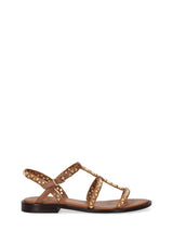 Sandalo Polinesia cuoio con borchie oro Ash