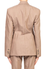 Giacca Doppiopetto Haveone Tortora – Eleganza Tessuto Fiammato e Linee Sartoriali