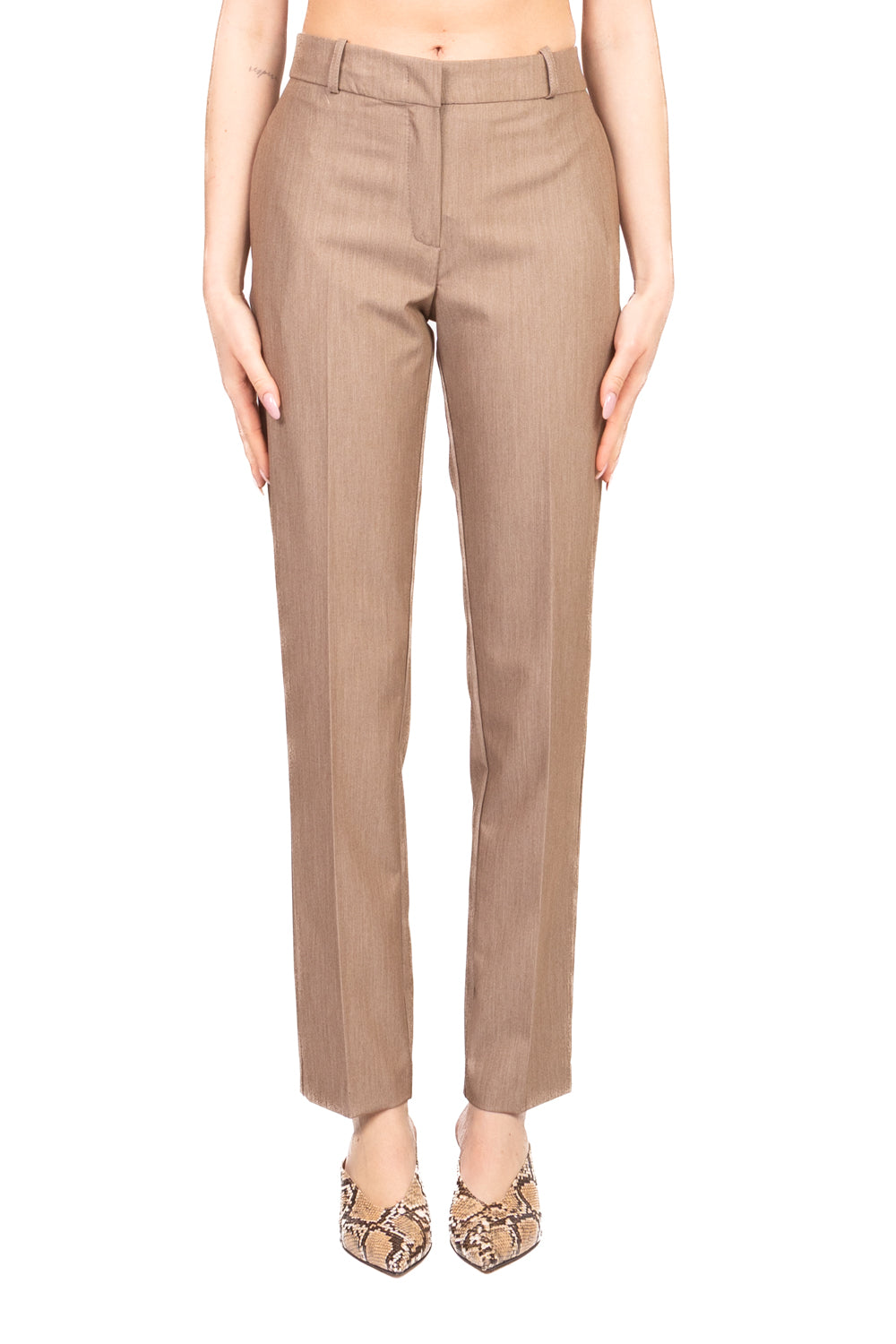 Pantalone Haveone Sigaretta Tortora – Fit Lineare e Tessuto Fiammato Elegante
