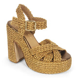 Sandali Fiorina Gina in Raffia Bronzo – Sandalo Alto Artigianale con Plateau