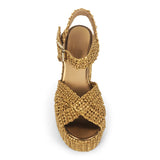 Sandali Fiorina Gina in Raffia Bronzo – Sandalo Alto Artigianale con Plateau