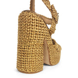 Sandali Fiorina Gina in Raffia Bronzo – Sandalo Alto Artigianale con Plateau