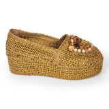 Espadrilles in rafia naturale con accessorio gioiello Fiorina