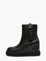 Tronchetti Donna con Zeppa Emanuélle Vee Dalì 404-19 Nero in Pelle – Stivaletti con Zeppa 8 cm e Nappina