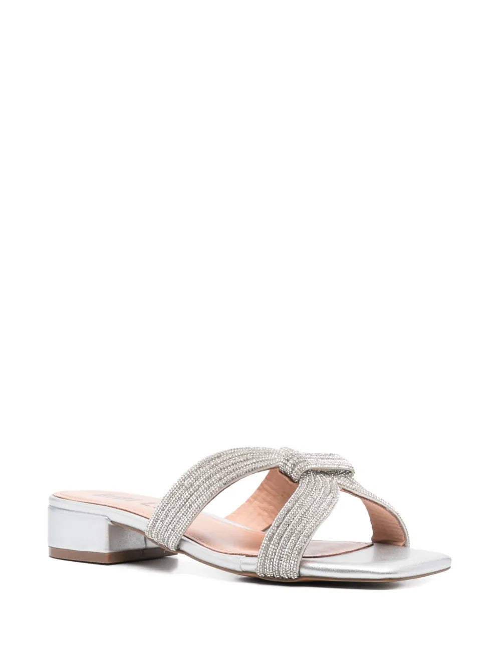 Ciabattine Bibi Lou Sloan Silver – Sandali Bassi in Pelle Argento e Micro-Strass