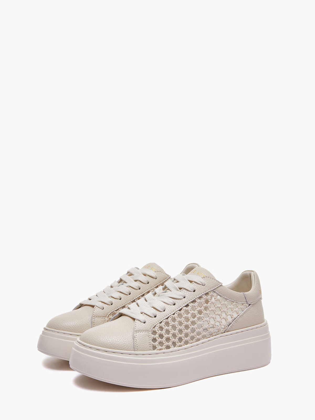 Emanuelle Vee Sneakers Platform 901 Avorio con Rete - Suola 5cm | Peccatidistile