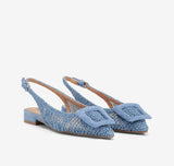 Ballerina slingback in macramè celeste Bibi Lou