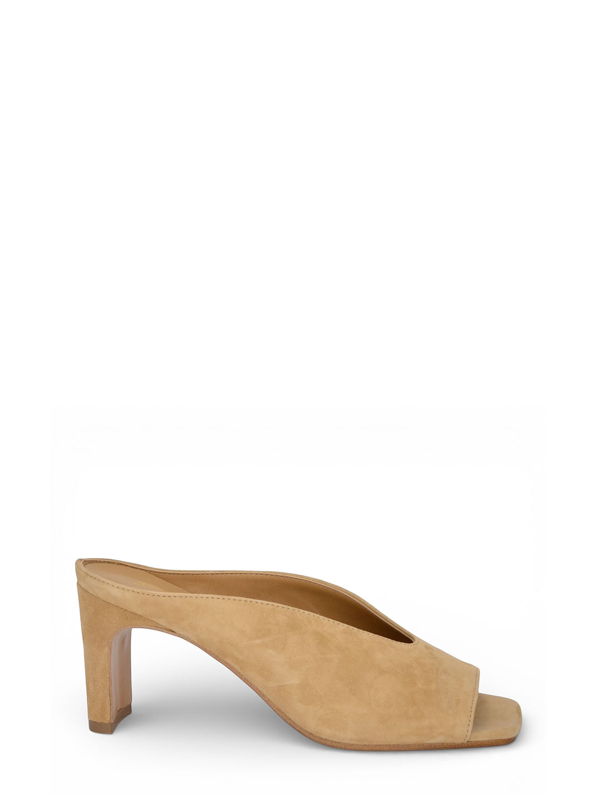 Sabot Bianca Di in Camoscio Sabbia – Sandalo con Tacco 8 cm e Design Minimal