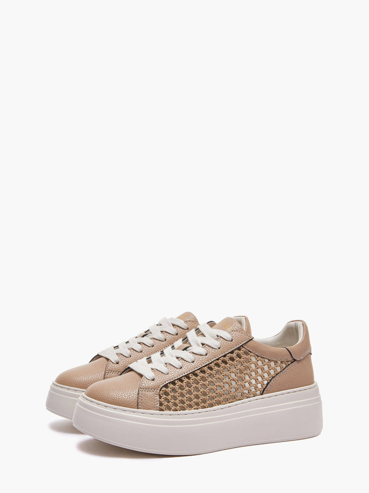 Emanuelle Vee Sneakers Platform 901 Beige - Mesh e Pelle 5cm | Peccatidistile