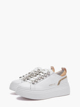 Emanuelle Vee Sneakers Platform 461P-901-13 - Pelle Bianca Tacco 5cm | Peccatidistile