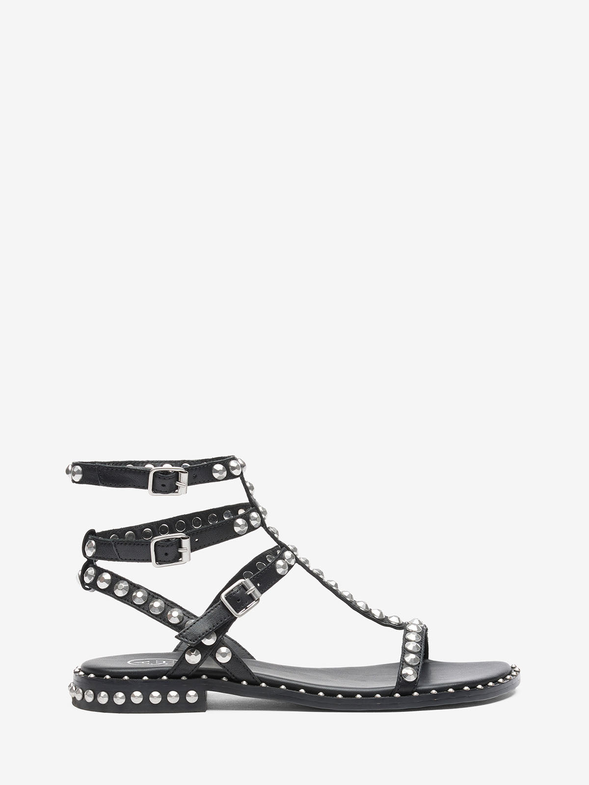 Sandali Ash Play Black: L'Icona Rock-Chic in Pelle Nera e Borchie Silver
