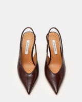 Décolleté Slingback Donna Steve Madden Andromeda in Pelle Marrone – Scarpe Eleganti a Punta Tacco 10 cm