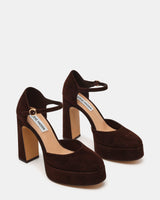 Sandali Donna Steve Madden Lexie Chocolate Marrone in Camoscio – Sandali Tacco 12 cm con Plateau e Cinturino
