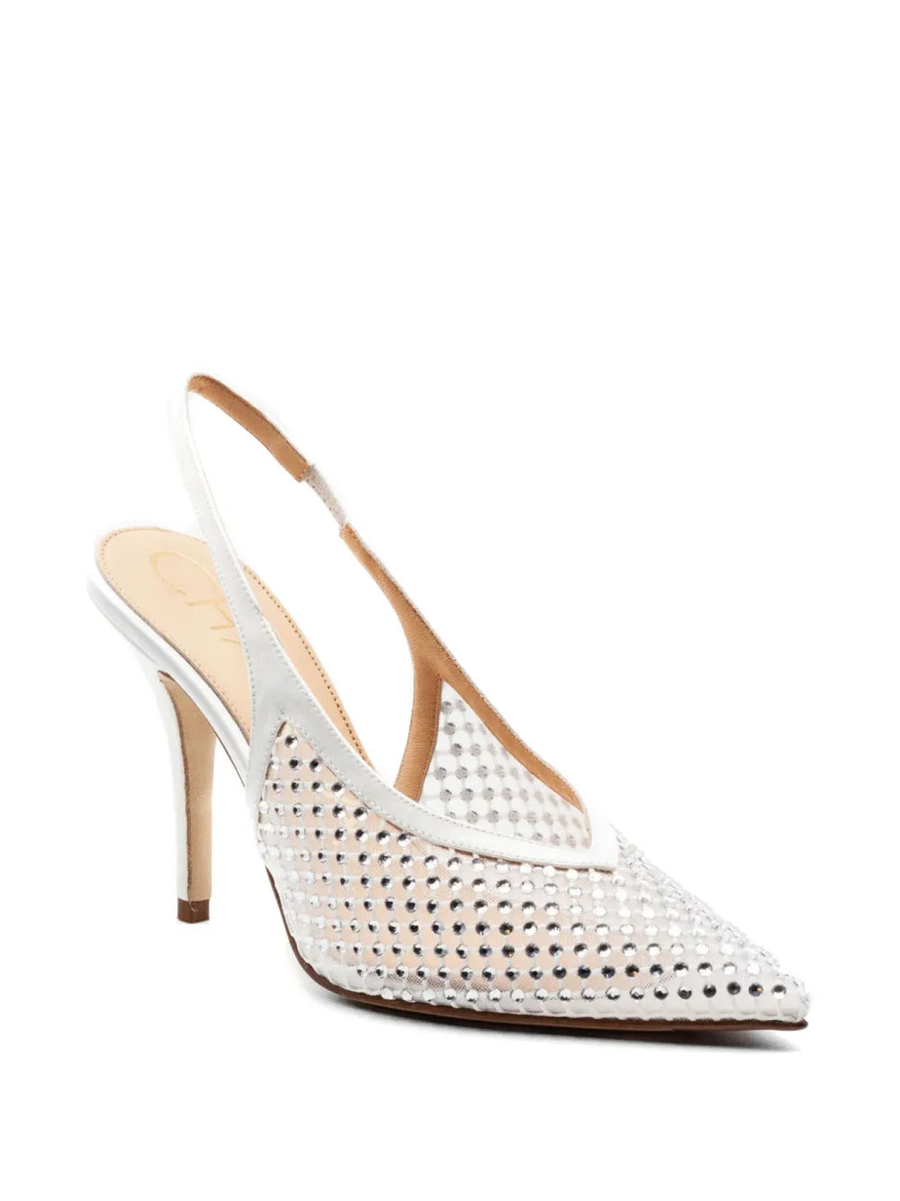 Slingback Chantal Bianca con Strass Argento – Scarpa Gioiello con Tacco 10 cm