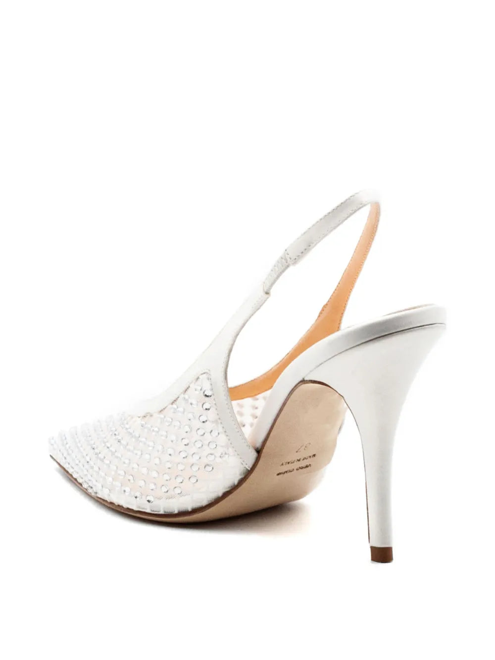 Slingback Chantal Bianca con Strass Argento – Scarpa Gioiello con Tacco 10 cm