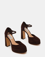Sandali Donna Steve Madden Lexie Chocolate Marrone in Camoscio – Sandali Tacco 12 cm con Plateau e Cinturino