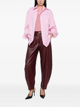 Pantaloni Donna Imperial Rossi in Pelle Sintetica con Cintura – Pantalone Gamba Ampia