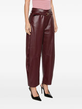 Pantaloni Donna Imperial Rossi in Pelle Sintetica con Cintura – Pantalone Gamba Ampia