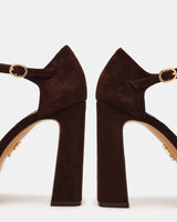 Sandali Donna Steve Madden Lexie Chocolate Marrone in Camoscio – Sandali Tacco 12 cm con Plateau e Cinturino