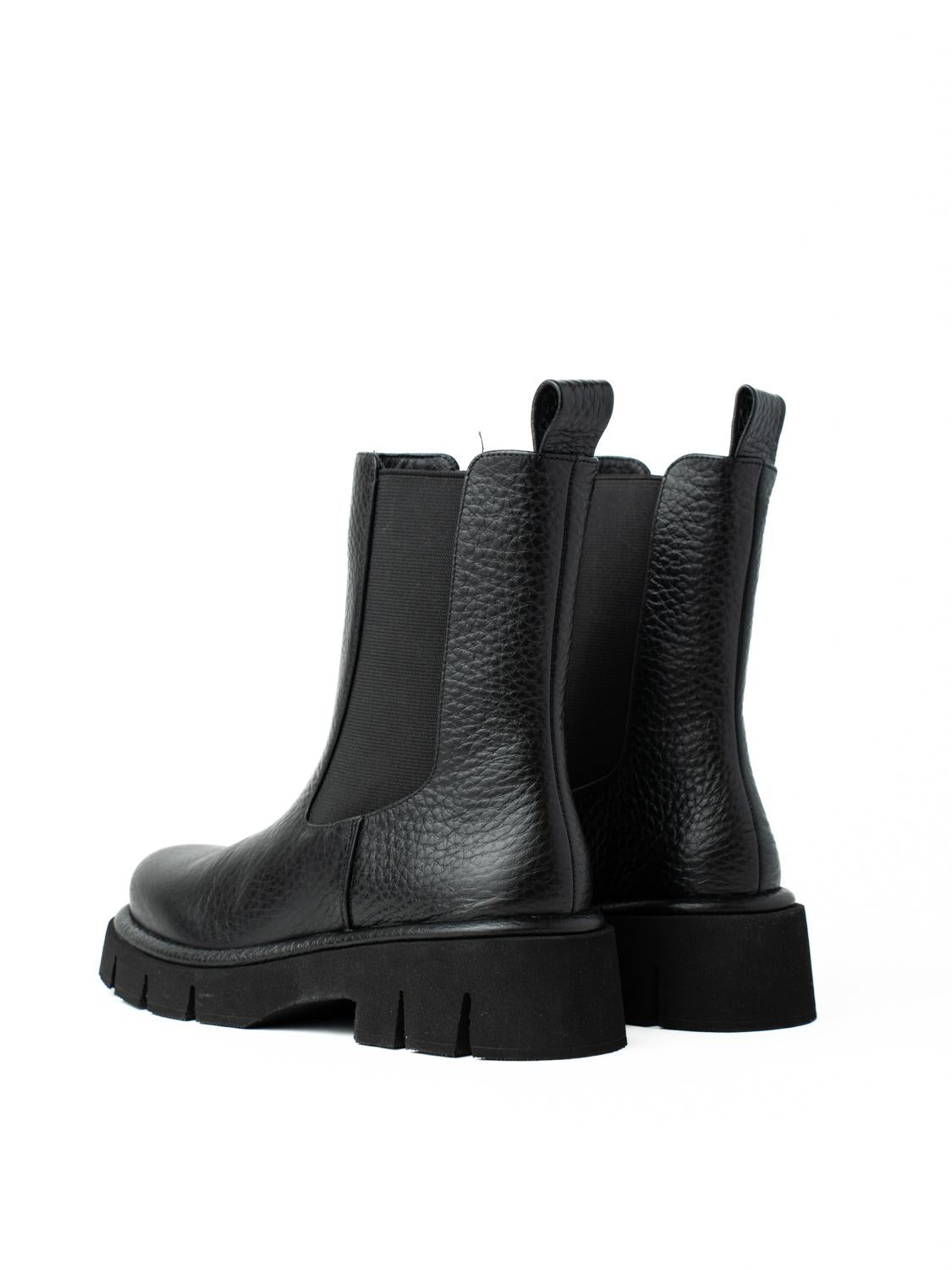 Anfibi Donna Paloma Barceló Cintia Nappagrain Black FW26 in Pelle – Stivaletti Nero con Elastico e Suola 4 cm