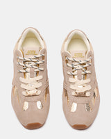 Steve Madden Asiel Sneaker Oro – Scarpa Sportiva con Plateau e Finitura Laminata