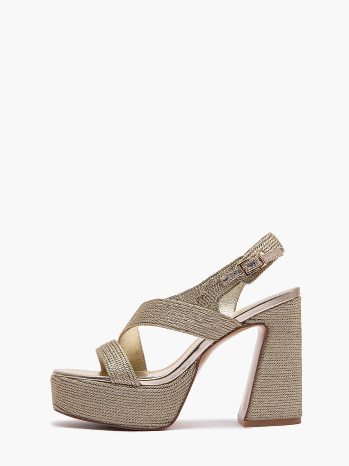 Sandali Emanuelle Vee in Raffia Oro – Sandalo Alto con Tacco Doppio e Plateau – Peccati di Stile