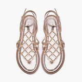 Sandali Bassi Emanuelle Vee Platino Laminato – Ciabattina Infradito con Fiori 3D