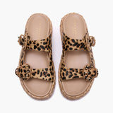 Ciabatta Emanuelle Vee in Cavallino Maculato – Sandalo Platform in Raffia a Doppia Fascia