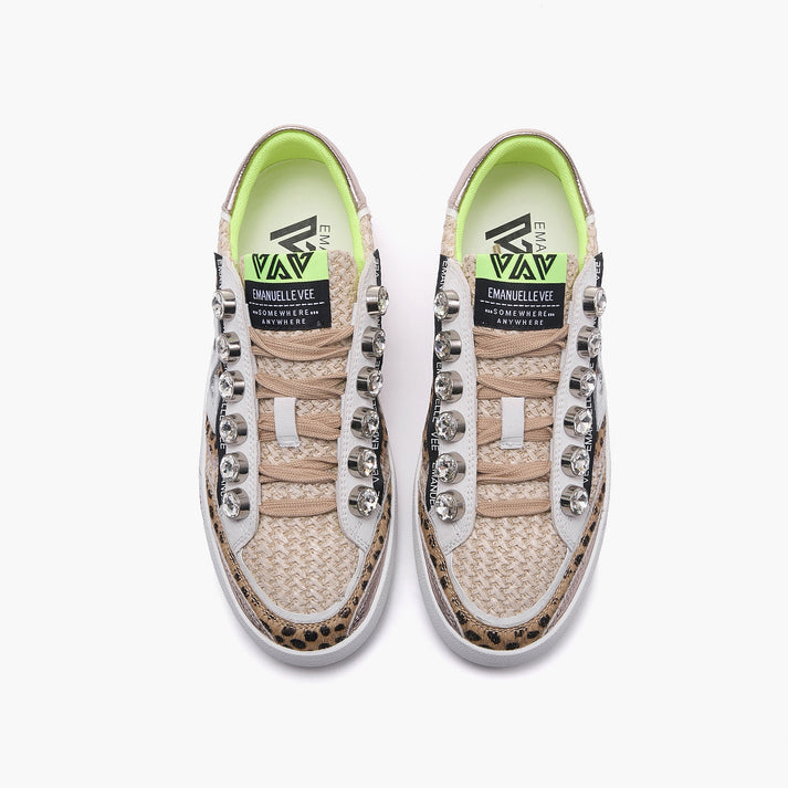 Emanuelle Vee Soledad 900-22 Multi Leo - Sneakers Pelle e Raffia | Peccatidistile