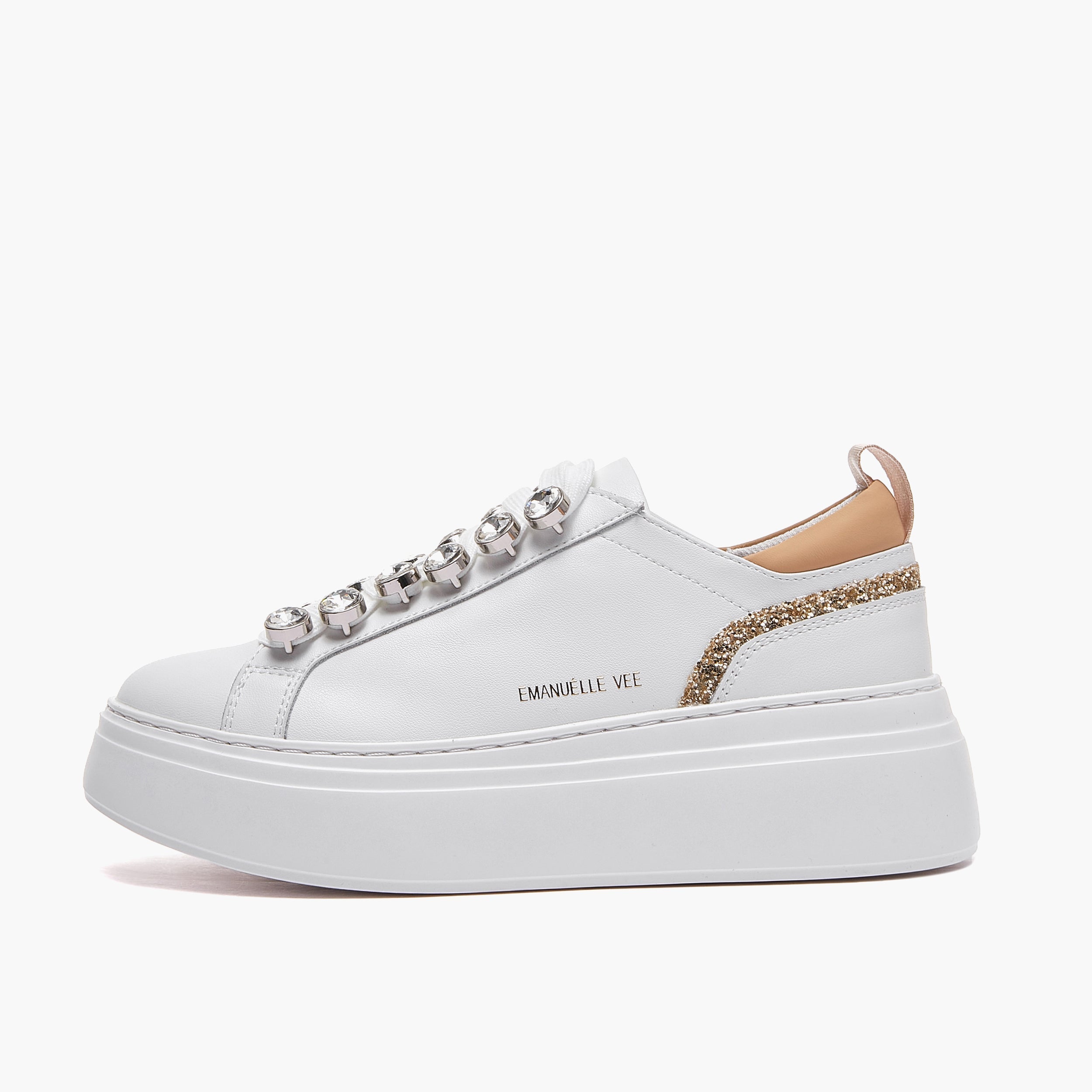 Emanuelle Vee Sneakers Platform 461P-901-13 - Pelle Bianca Tacco 5cm | Peccatidistile