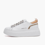 Emanuelle Vee Sneakers Platform 461P-901-13 - Pelle Bianca Tacco 5cm | Peccatidistile